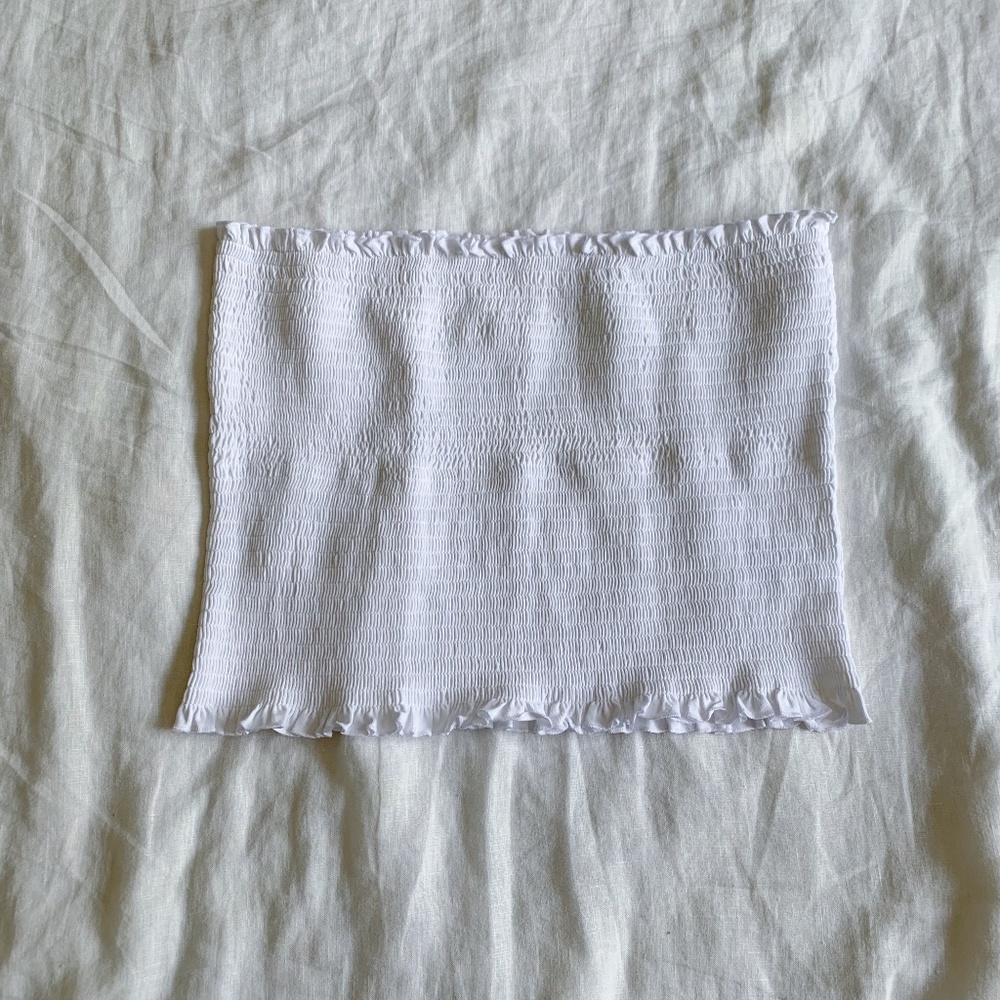 Classic Smocked White Bandeau Top (New w/o tags)